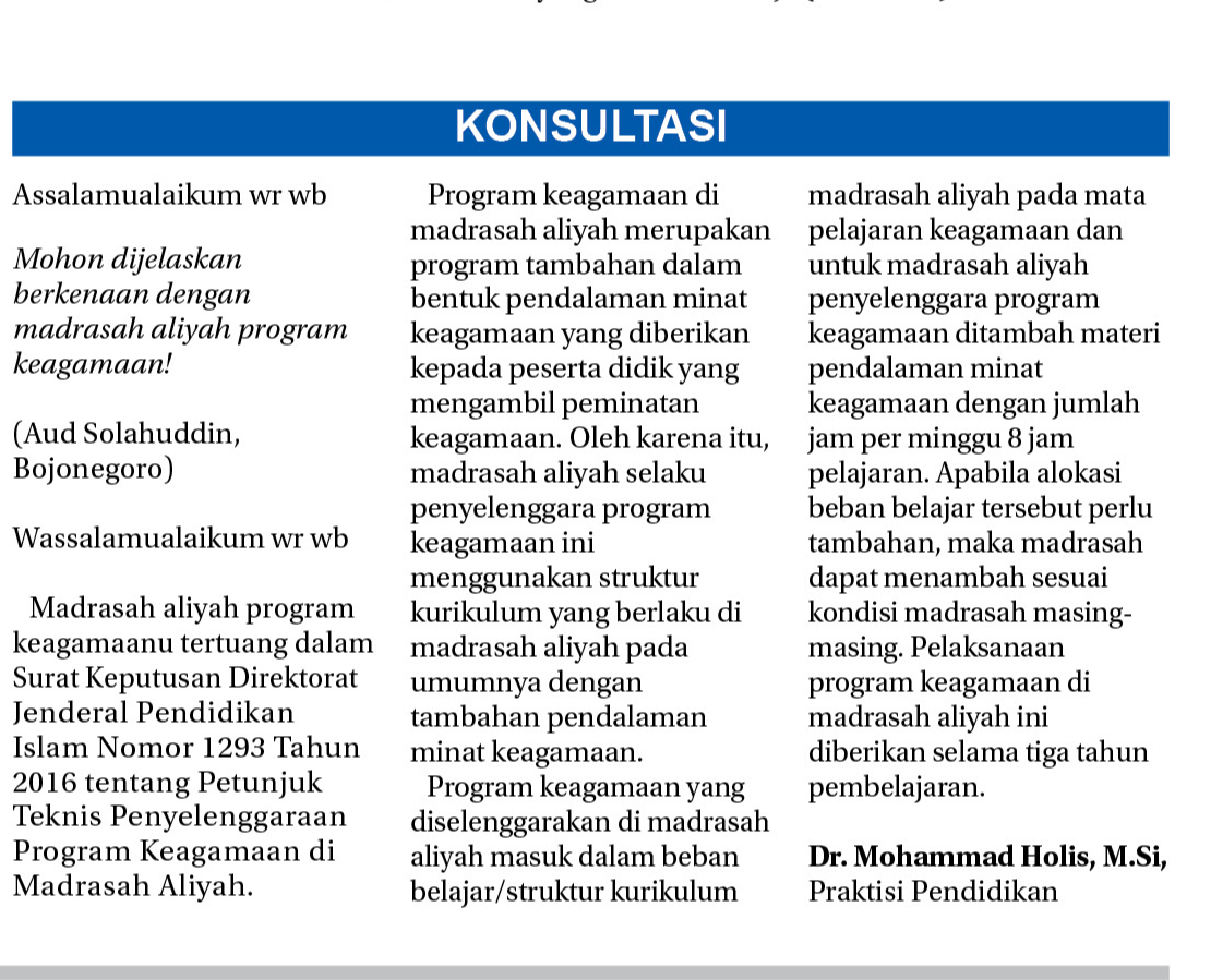 Madrasah Aliyah Program Keagamaan